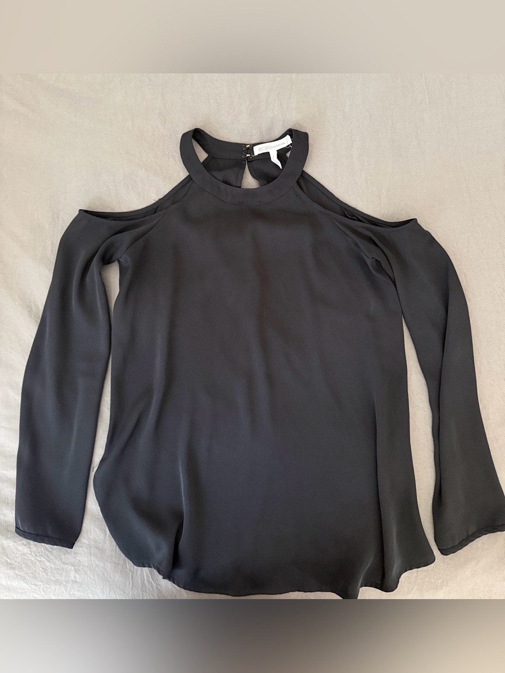Black Cold-Shoulder Long Sleeve Top